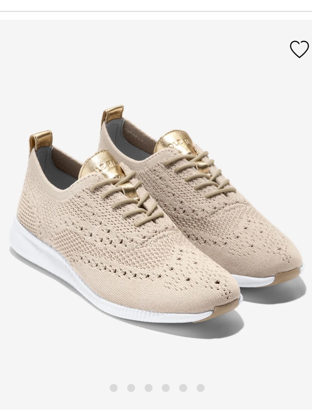 NWT Cole Haan Women's ZERØGRAND Stitchlite Wingtip Oxford Sneakers in Rye/Gold
